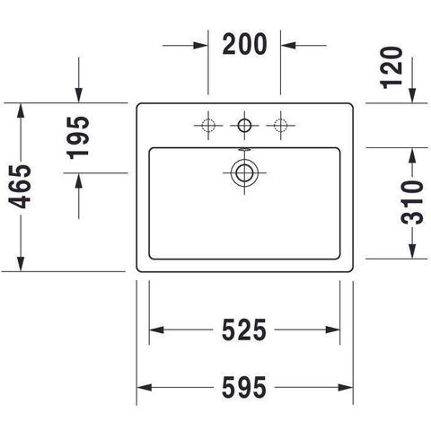 Duravit Vero Opbouwwastafel - geslepen - met kraangat - met overloop - 59.5x46.5cm - met wondergliss - inclusief bevestiging - wit 0290489