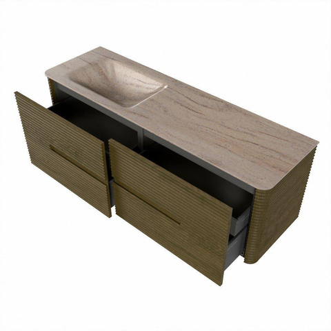 Mondiaz CIRO-DLUX Meuble de salle de bains - 150x45x50cm - Lavabo solid surface Saba - 1 vasque à gauche - 1 trou de robinet - 4 tiroirs - Dusk SW1533341