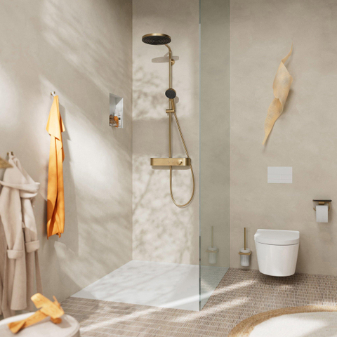 Hansgrohe Pulsify s Regendoucheset - thermostatisch - 26cm - hoofddouche - ronde 3 standen - handdouche - geborsteld brons SW917999