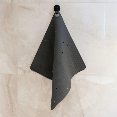 Sealskin Ribb Douchemat - 55x55cm - Antislip - inclusief - zwarte haak - Antraciet SW1421063