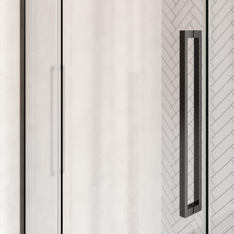 BRAUER Stellar Cabine de douche - 100x100x200cm - porte battante - revêtement verre - réversible - verre clair - gunmetal brossé PVD SW1417994