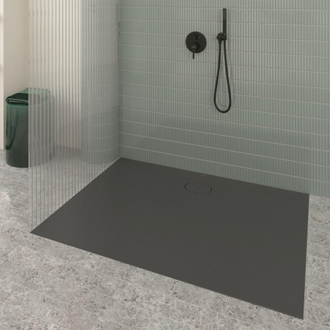 Villeroy & Boch Ecora douchebak - 140x100x3.5cm - afvoer lange zijde - anthracite (antraciet) SW1558951