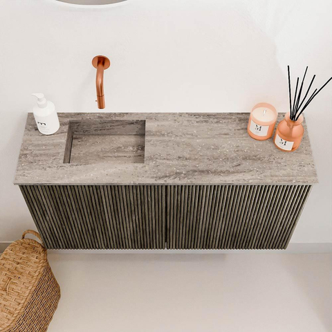 Mondiaz JOYA-DLUX Meuble de toilette 80cm - couleur Shadow - Vasque FAYE position Gauche Sans trou de robinet couleur Oza SW1425040