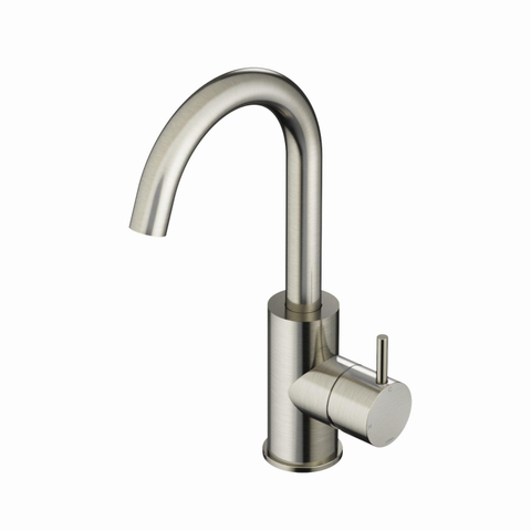 Hotbath Cobber Wastafelmengkraan - 27.8cm - 1 gats - met draaibare uitloop - zonder waste - geborsteld nikkel (RVS) SW73567