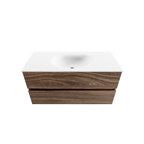 Mondiaz VICA Meuble de salle de bains 100cm sous-meuble Mocha 2 tiroirs. Lavabo MOON central 1 trou de robinet, couleur Talc. SW1197976