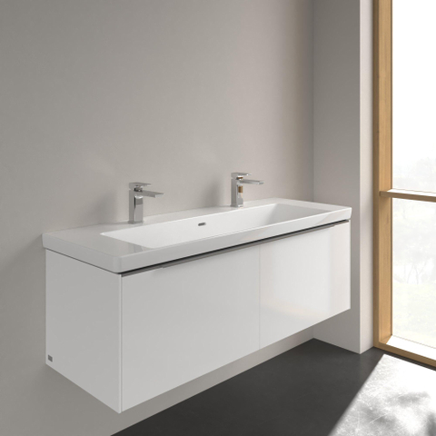 Villeroy & Boch Subway 3.0 meubelwastafel - 1300x470mm - 2 kraangaten - met overloop - White Alpine (glans wit) SW641679