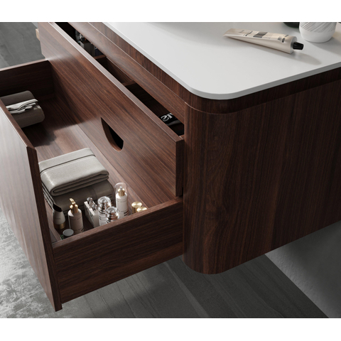 Royal Plaza Terra Ensemble meuble de salle de bains - 100x47x46cm - vasque en céramique blanc brillant - 1 vasque - 1 trou de robinet - 2 tiroirs - châtaignier (noyer) SW1441226