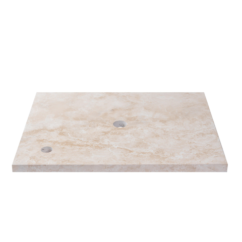 Saniclass Travertine plan sous vasque - 60x46cm - 1 trou de robinet - 1 découpe pour le siphon - pierre naturelle marbrée SW1242426