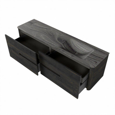 Mondiaz CIRO-DLUX Badkamermeubelset - 170x45x50cm - Solid surface wastafel Sombra - 1 wasbak Rechts - zonder kraangaten - 4 lades - Shadow SW1532796