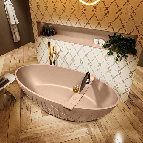 MONDIAZ ROCK Baignoire îlot - 170x70cm - couleur Plata / Talc SW1015106