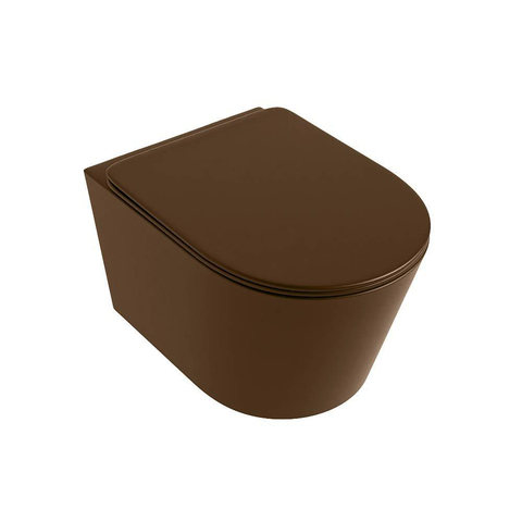Mondiaz LAVIE hangtoilet – spoelrandloos – 36 x 53 cm – met softclose zitting – Rust (bruin) SW1208705