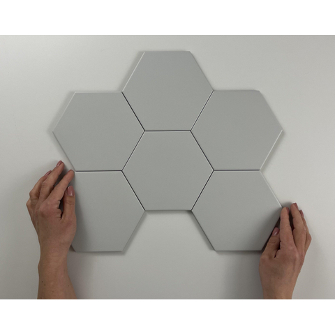 SAMPLE Terravito Bereno wand- en vloertegel - 15x17cm - 9mm - Zeshoek - Lichtgrijs mat SW736032