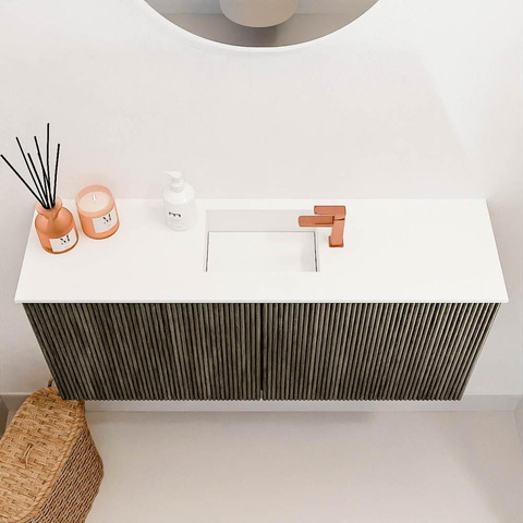 Mondiaz JOYA 90cm toiletmeubel - kleur Shadow - Wastafel FAYE positie Midden 1 kraangat kleur Talc. SW1421411