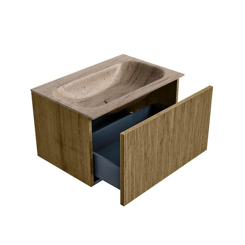 MONDIAZ KURVE-DLUX 70cm badmeubel kleur Dusk met 1 lade en 0 deuren. Wastafel BIG SMALL Midden 1 kraangat Saba. SW1433329