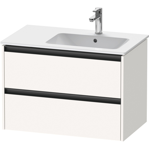 Duravit Ketho.2 Wastafelonderbouwkast - met 2 laden - voor waskom rechts - 81x48x54.9cm - met grepen antraciet - wit supermat SW772002