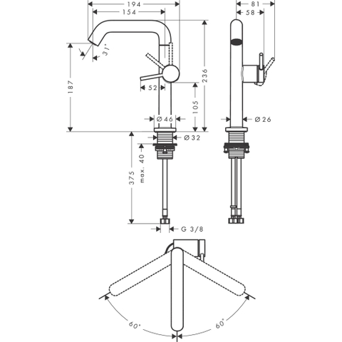 Hansgrohe Tecturis s Eengreeps wastafelkraan - 210 Fine - coolstart - met draaibare uitloop en PushOpen - afvoerplug - hoogglans chroom SW918673