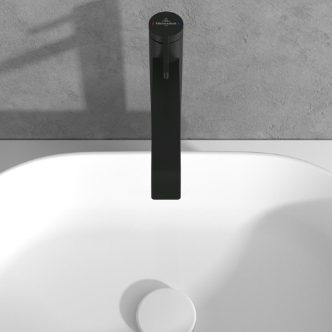 Villeroy & Boch Dawn 1 greeps wastafelkraan - zonder pop up afvoergarnituur - mat zwart SW974123