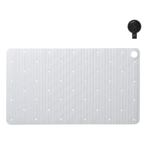 Sealskin Ribb Badmat - 40x70cm - Antislip - inclusief - zwarte haak - Wit SW1421062