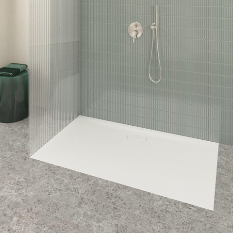 Villeroy & Boch Ecora douchebak - 140x80x3.5cm - afvoer lange zijde - white alpine (wit) SW1558980