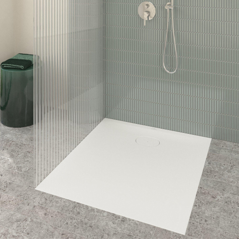 Villeroy & Boch Ecora douchebak - 100x90x3.5cm - afvoer korte zijde - white alpine (wit) SW1558916