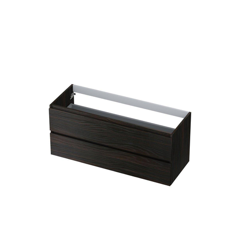 INK Wastafelonderkast - 120x45x52cm - 2 lades - greeploos - met houten keerlijst - MFC - Intens eiken SW439377