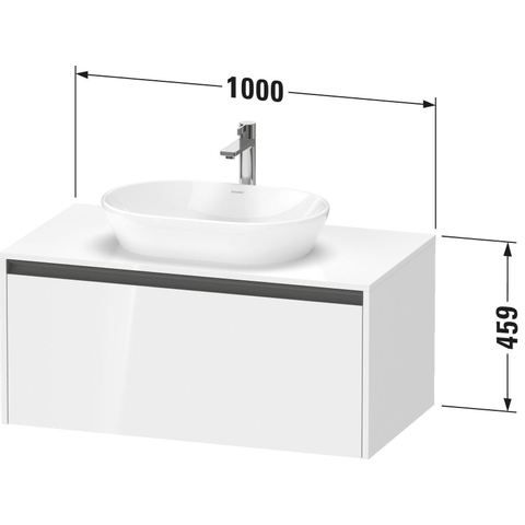 Duravit Ketho.2 Wastafelonderbouwkast - inclusief consoleplaat - met 1 lade - 100x55x45.9cm - met handgreep antraciet - wit supermat SW772739