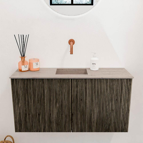 Mondiaz JOYA-DLUX Meuble de salle de bains - 80cm - couleur Shadow - Vasque FAYE position Milieu Sans trou de robinet couleur Saba SW1425119