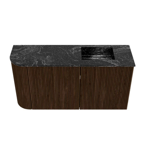 Mondiaz JOYA-DLUX 81.6cm meuble de toilette - arrondi gauche couleur Noyer - Vasque FAYE position Droite Sans trou de robinet couleur Lava SW1422505