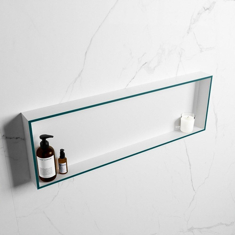 Mondiaz Easy nis 29.5x89.5x8cm voor Inbouw/opbouw 1 open vak Solid surface Talc/Smag SW643710