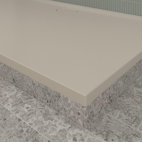 Villeroy & Boch Ecora douchebak - 160x100x3.5cm - afvoer lange zijde - almond (beige) SW1558965