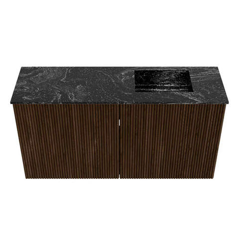 Mondiaz JOYA-DLUX 80cm meuble de salle de bains - couleur Walnut - Vasque FAYE position Droite Sans trou de robinet couleur Lava. SW1422427