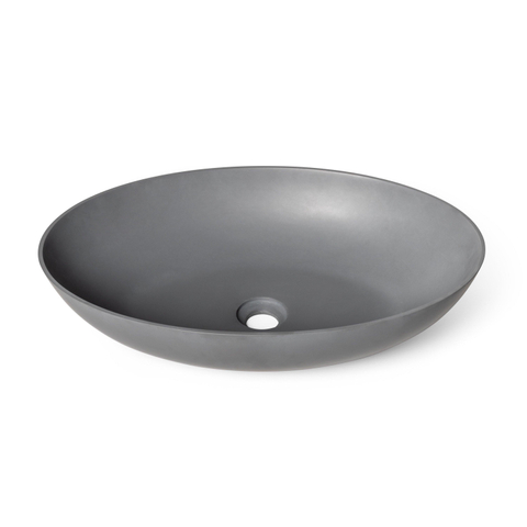 Ideavit Solidthin Wastafel - Vrijstaand - 60x40x14.5cm - Ovaal - solid surface - donker grijs SW85909
