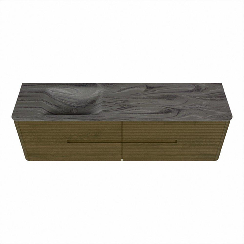Mondiaz CIRO-DLUX Badkamermeubelset - 170x45x50cm - Solid surface wastafel Sombra - 1 wasbak Links - zonder kraangaten - 4 lades - Dusk SW1533420