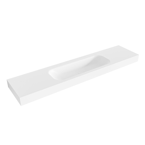 Mondiaz BIG MEDIUM wastafel - 200x46x12cm - wasbak midden - zonder kraangat - talc (wit) SW436499