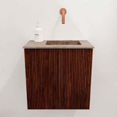 Mondiaz JOYA-DLUX 40cm toiletmeubel - kleur Ruby - Wastafel FAYE positie Rechts Zonder kraangat kleur Arena. SW1425253