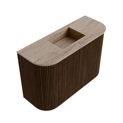 Mondiaz JOYA-DLUX Meuble de toilette 63.2cm - arrondi gauche et droite couleur Walnut - Vasque FAYE position Milieu Sans trou de robinet couleur Saba SW1424685