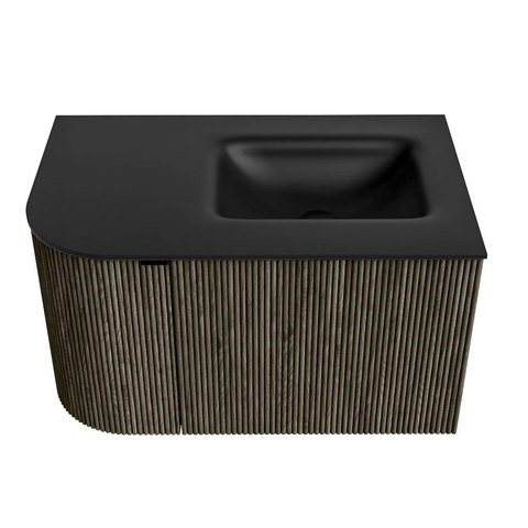 Mondiaz KURVE Badkamermeubelset - 75x46x40cm - 1 lade - 1 deur - wastafel solid surface - rechts - zonder kraangat - Shadow SW1414155