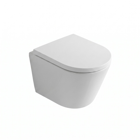 QeramiQ Dely hangtoilet – spoelrandloos – diepte 51,7 cm – met 35 mm softclose zitting – mat wit SW1225248