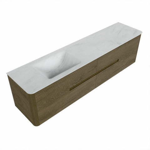 Mondiaz CIRO-DLUX Meuble de salle de bains complet - 190x45x50cm - Plan-vasque solid surface Opalo - 1 lavabo à gauche - 1 trou de robinet - 4 tiroirs - Dusk SW1532931