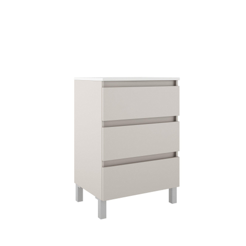 Saniclass Chaci PLUS Meuble sous-vasque de salle de bains - 60x86x46cm - 3 tiroirs - Poignée intégrée - MFC - coton mat (beige) SW1212791