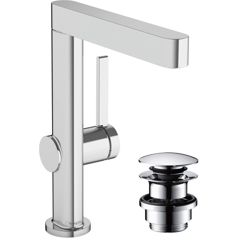 Hansgrohe Finoris 1 greeps wastafelkraan - 230 draaibare uitloop - met afvoerplug - hoogglans chroom SW651230
