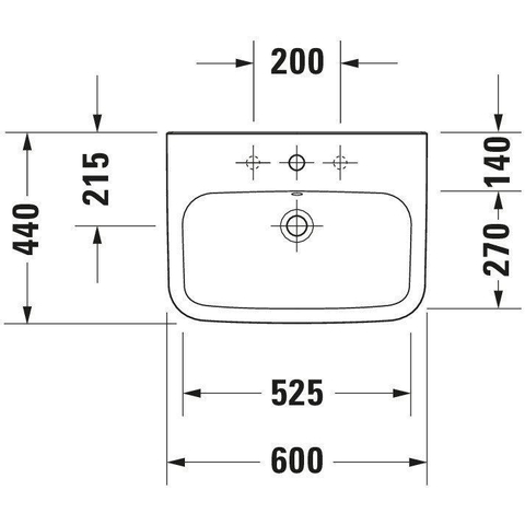Duravit Durastyle Wastafel - 60x44cm - met 1 kraangat - met overloop - wit SW54087