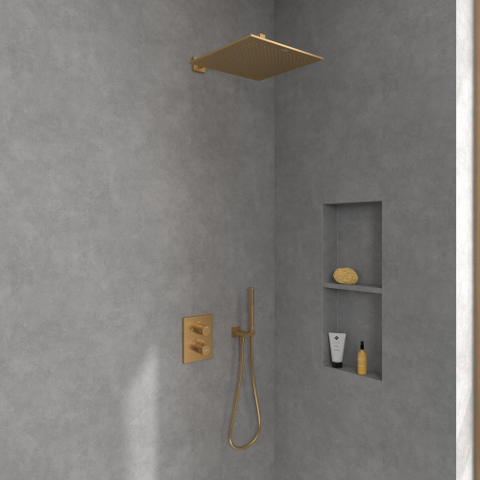 Villeroy & Boch Universal Showers regendouche - 35x35cm hoekig - Brushed Gold (goud) SW974340