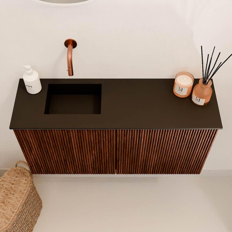 Mondiaz JOYA 80cm meuble de salle de bains WC - couleur Ruby - Lavabo FAYE position Gauche Sans trou de robinet couleur Urban. SW1421881