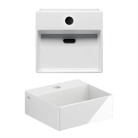 Clou Flush lave-mains 28x27cm inclus bouchon avec trou de robinet céramique blanc brillant SW106235