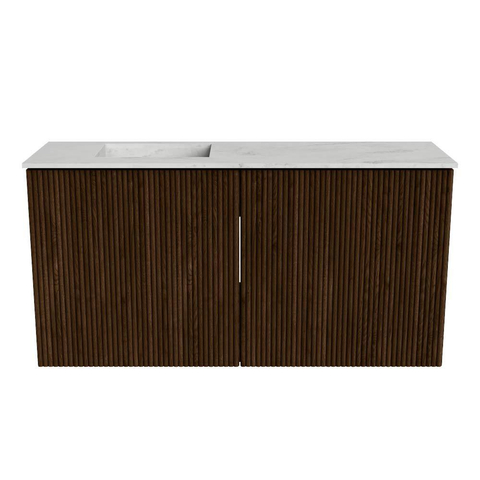 Mondiaz JOYA-DLUX Meuble de toilette 80cm - couleur Walnut - Vasque FAYE position Gauche 1 trou de robinet couleur Opalo SW1422527