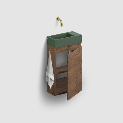 Clou InBe Meuble de lavabo pour toilettes - 36x55x18cm - droite - chêne foncé SW1209482