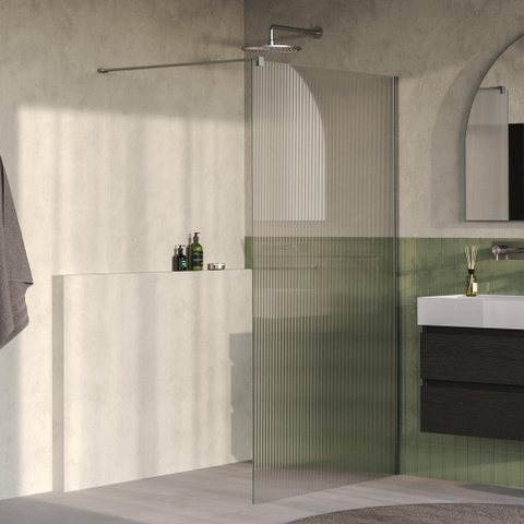 BRAUER Oblivion Paroi de douche à l'italienne - 120x200cm - verre strié clair - revêtement de verre - PVD - acier inoxydable brossé SW1476059