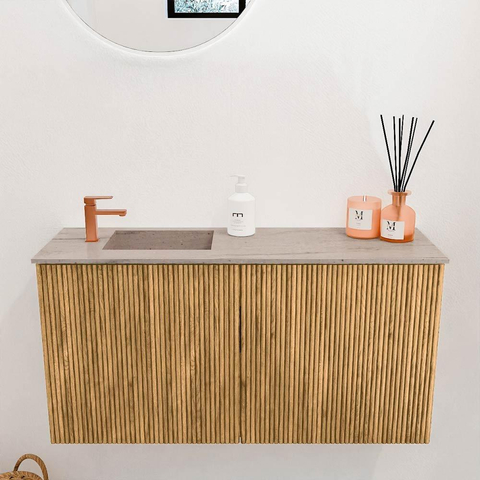 Mondiaz JOYA-DLUX 80cm meuble de salle de bains - couleur Oak - Vasque FAYE position Gauche 1 trou de robinet couleur Saba. SW1424180