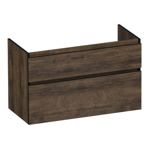 BRAUER Delight Edge meuble sous-lavabo 100 2 tiroirs softclose - sans poignée - 1 découpe pour siphon - Grove SW1198788